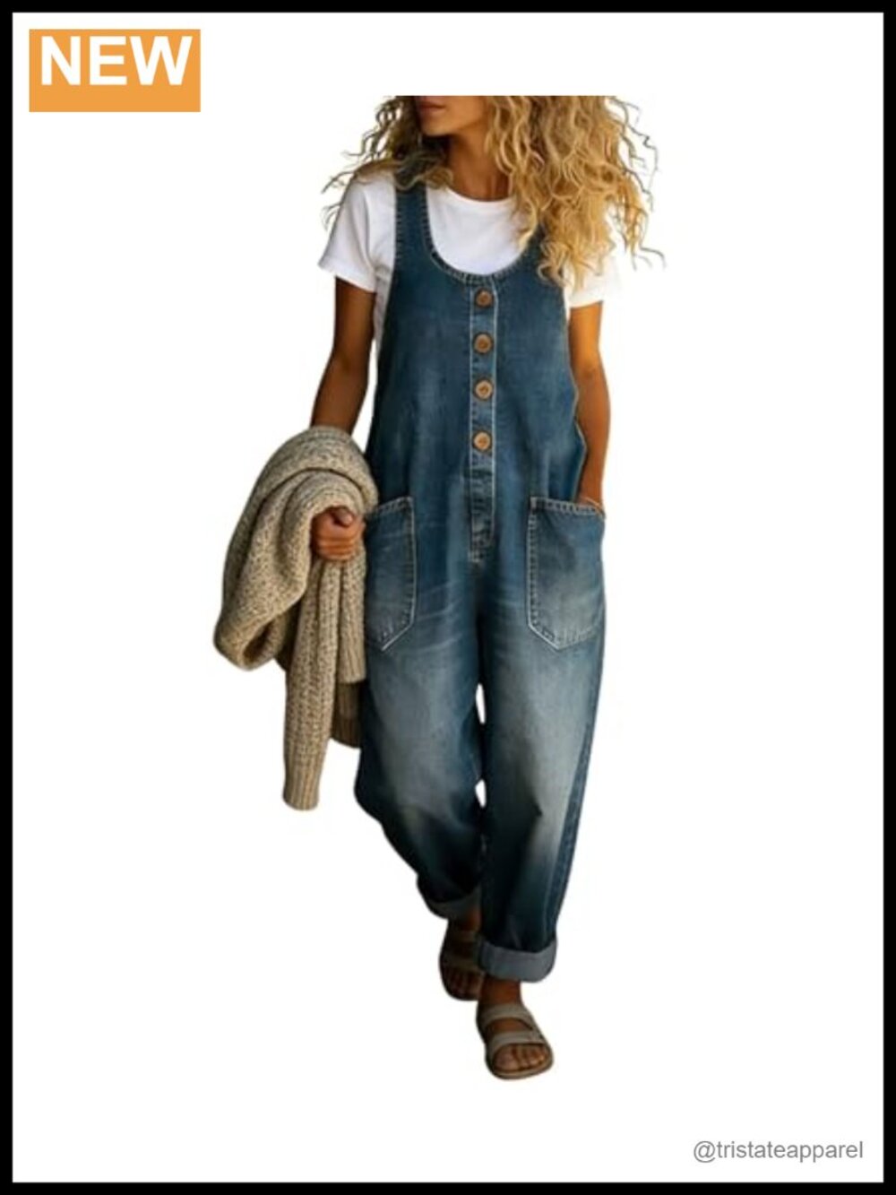 Women's Suspender Strap Loose Denim Bib Overalls Baggy Wide Leg Jumpsuit